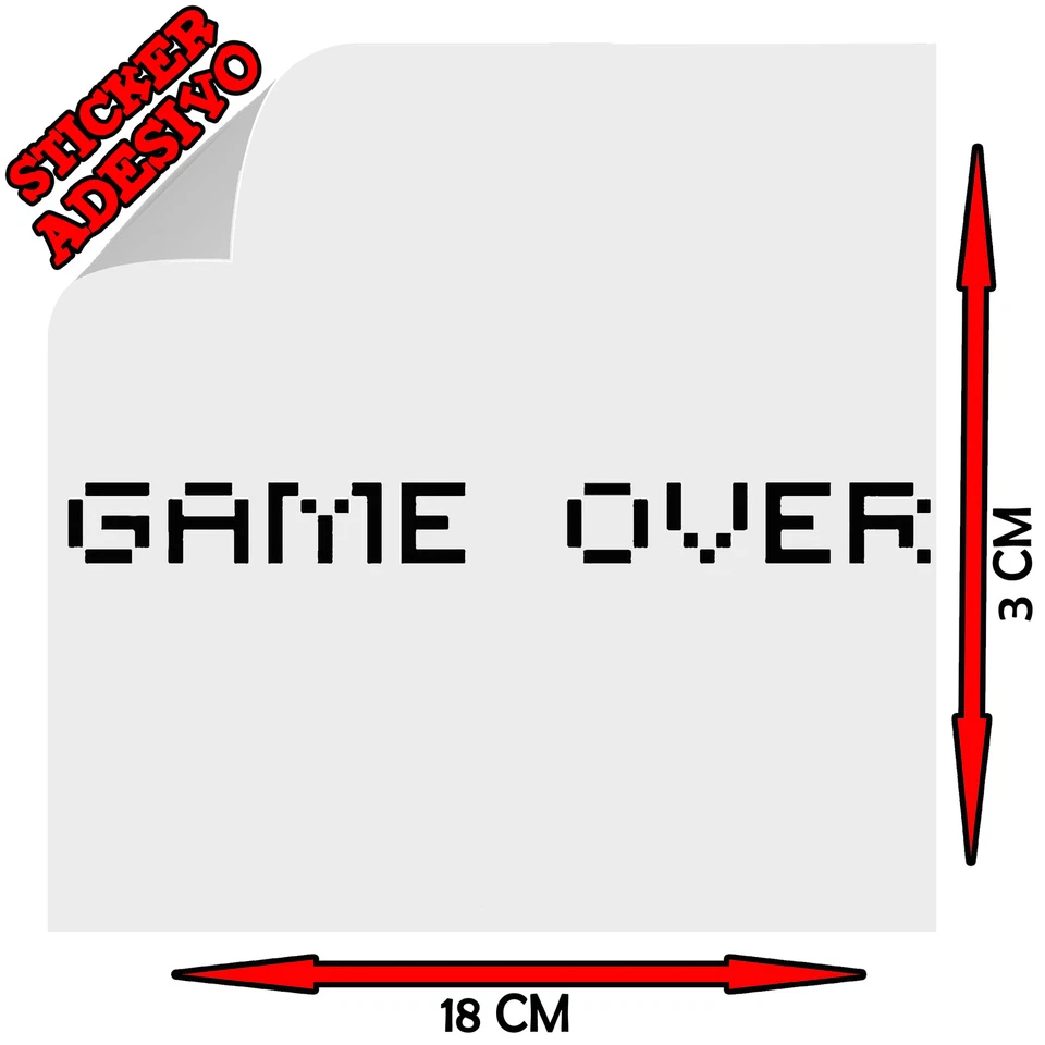 Sticker Adesivo Decal Game Over Retro Game 8 Bit Console Fun Tuning Auto Moto