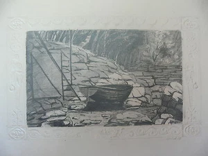 1837 Fine Pencil Sketch of a Rowing Boat - In Embossed Card Mount - Picture 1 of 2