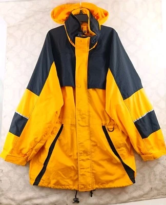 Vintage Cintas Work Jacket Mens Small Yellow Full Zip Hooded Workwear - Image 1 of 4