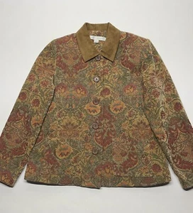 VTG Floral Tapestry Artsy Button Front Jacket Size M Boho 90s Y2K Fall Autumn - Picture 1 of 24