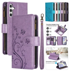 For Samsung 24 Ultra Plus S23 S22 S21 Magnetic Leather Wallet Stand Case + Strap - Picture 1 of 20