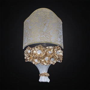 Applique Ceramic Flowers Bouquet A 1 Light Bga 2664 / A White Leaf Gold - Picture 1 of 1