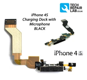 Replacement iPhone 4S Charging Dock/Port Assembly with Microphone BLACK - Picture 1 of 2