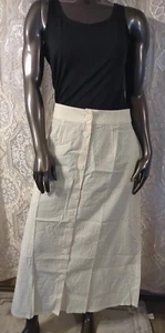 VTG 80s/90s JG Hook Seersucker Yellow White Long Button Up Skirt Women's Size 12 - Picture 1 of 7