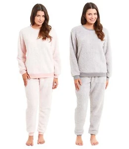 Womens Fluffy Pyjamas Soft Teddy Pyjama Set Lounge Wear Winter PJs - Picture 1 of 13