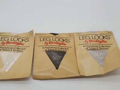 3 Vintage Leg Looks by Burlington Pantyhose Size Small Tones & Textures Pink A - Image 1 of 4