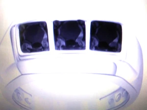 MENS CLASSIC PLATINUM & SS 3 STONE BLACK DIAMOND BAND RING 9-12 + BONUS! - Picture 1 of 14