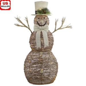 48 In LED Rattan Snowman Outdoor Christmas Decor Pre-lit Holiday Decoration New - Picture 1 of 6