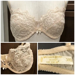 Victoria's Secret Vintage 70er oder 80er BH 36D leicht Pfirsichspitze Bügel VS - Bild 1 von 12