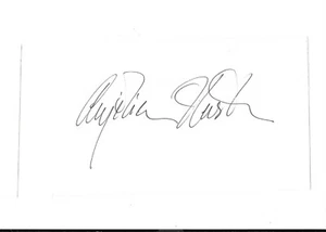 Celebrity Autograph on Card Hollywood Actress Actor ANGELICA HUSTON - Picture 1 of 1