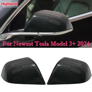 2PCS Newest Side Mirror Covers For Tesla Model 3+ 2024 Highland ABS Carbon Fiber - Picture 1 of 15