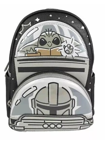Disney Parks Star Wars mandalorianisches Kind Yoda Loungefly Mini-Rucksack neu mit Etikett - Bild 1 von 1