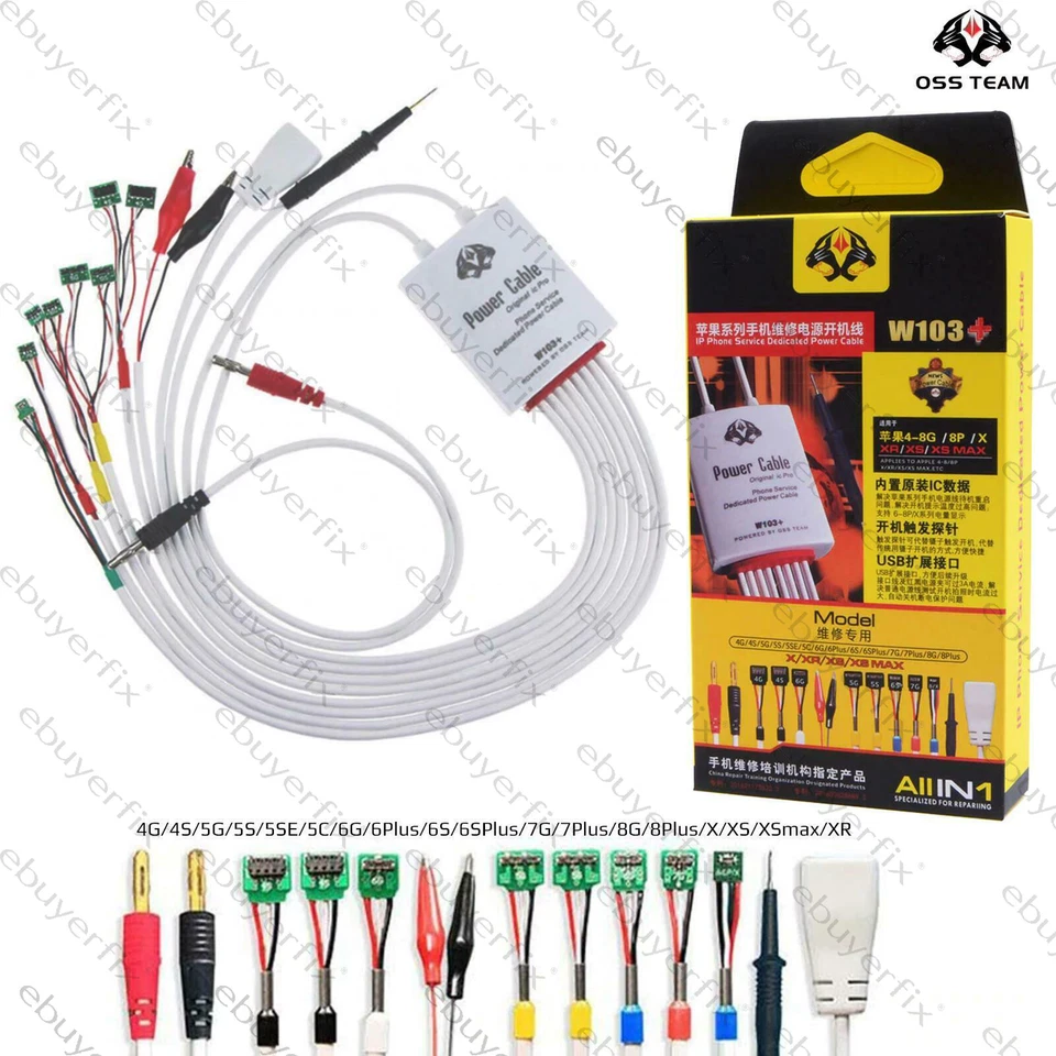W103+ Professional DC Power Supply Test Cable for Repair iPhone & Android Models - Image 1 of 4