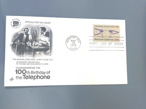 Alexander Graham Bell 100. Jahrestag des Telefons ~ 1976 Ersttagsbrief Umschlag - Bild 1 von 3