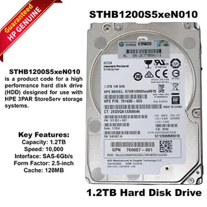 Disque dur HP STHB1200S5XEN010 1,2 To 10 K tr/min 12 Go/s SAS 2,5" 1 FF201-087 - Photo 1/18