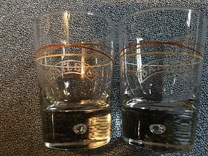 Set of 2 BAILEYS Irish Creme Cocktail Striped Glasses Rocks Air Bubble Bottom - Picture 1 of 4