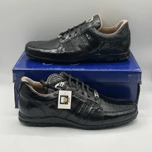 NUEVO Zapatos Deportivos David Eden Para Hombres Pierna de Avestruz y Cuero Lagarto Negros Talla 12 - Imagen 1 de 11