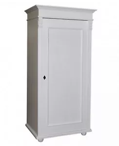 Schrank Kleiderschrank Dielenschrank Landhaus Antik Stil Massiv weiß schmal - Bild 1 von 9