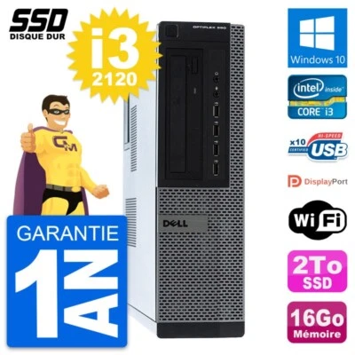PC Dell OptiPlex 990 DT Intel Core I3-2120 RAM 16GB SSD 2TB Windows 10 Wifi - Immagine 1 di 4