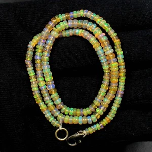 Opal Beads Loose Gemstone Rondelle Shape 16 Inch Welo Fire Opal Beads Necklace - Picture 1 of 4
