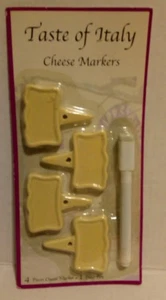 Neu im Paket Taste of Italy 4 gelbe Käsemarker mit Markierungsstift - Bild 1 von 1