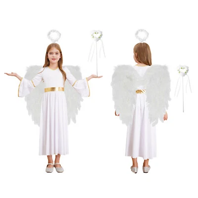 Niños Niñas Vestido Figura Patinaje sobre Hielo Ángel Juegos con disfraces Navidad Disfraz Elegante 4 Piezas Foto 1 de 4