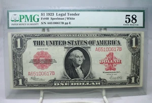 1923 $1 Legal Tender Note Red Seal Fr.40 PMG AU58 No comment #0617 - Picture 1 of 2