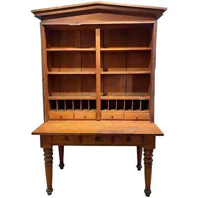 Escritorio Country Sheraton del siglo XIX con tapa arquetípica abierta Foto 1 de 4