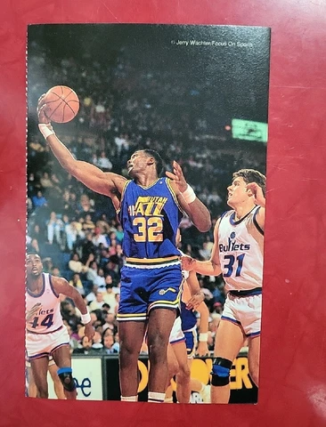 Late 1980s Karl Malone Large 5x7  Postcard Size Picture, Focus On Sports Issue Cover