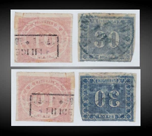1866 GERMAN PRUSSIA 10SG. 30 SG. ROSE & BLUE USED SCT.21-22 MI.20-21 - Bild 1 von 1