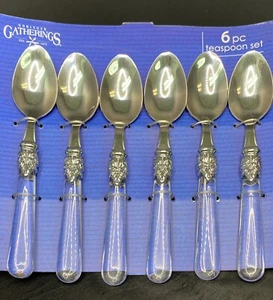Godinger Gatherings 6 Pc Teaspoon Set Clear Handles - Picture 1 of 12