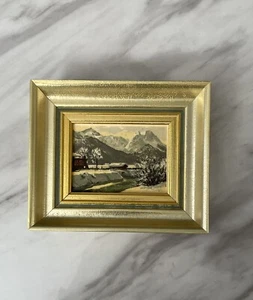 FIGURA HANS VINTAGE scena in seta dalla Germania cornice dorata ornata - Foto 1 di 5