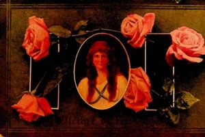 Ein Versprechen der Freundschaft Postkarte Dame Blumen 1910 - Bild 1 von 2