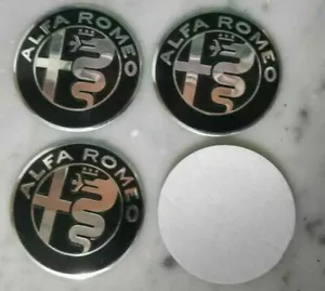Wheel logos hub cover black chrome stickers 58mm Alfa Romeo Giulietta Brera 159 - Picture 1 of 1
