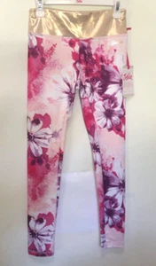 Justice Girls Floral Active Leggings Dance, foil waistband, Size M (10) NWT - Picture 1 of 4