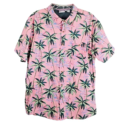 Ron Jon Surf Shop Mens Shirt 2XL Pink Flamingo Hawaiian Tropical Button Front - Image 1 of 4