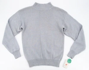 Vtg 80s Crazy Horse Sweater Womens Small Gray Claiborne Mock Neck Silk Angora - Picture 1 of 10