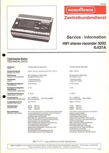 Nordmende Original Service Manual für HiFi stereo recorder 3000 6.437A - Picture 1 of 1