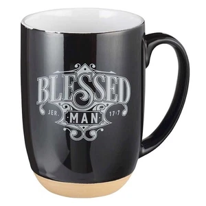 TAZA DE CAFÉ: Taza de cerámica Blessed Man con base de arcilla sumergida - Jeremías 17:7 - Imagen 1 de 3