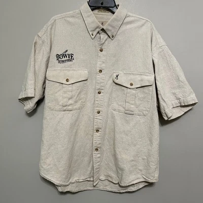 Camisa Browning Para Hombres XL/TG 100% Lino Pesada Manga Corta Abotonada Top de Caza Foto 1 de 4