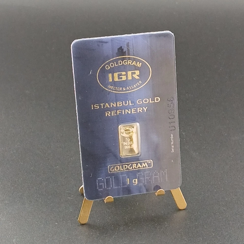 Золотой слиток 1 г IGR 999,9 чистого золота #U10956 запечатанный сертифицированный пробирщик  - Изображение 1 из 4
