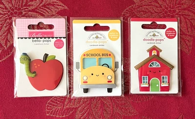 LAST 1 - #D90 - BACK TO SCHOOL TEACHER CARD MAKING DOODLE-POPS 3D STICKERS - Image 1 of 3