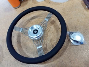 For GM 15" Chrome Full Wrap Banjo Steering Wheel Built-in Adapter w/ Horn Button - Picture 1 of 6