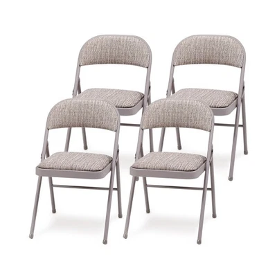 MECO 4-Pack Steel Frame Folding Dining & Event Chairs, Chicory Lace Motif Uph... - Image 1 of 4