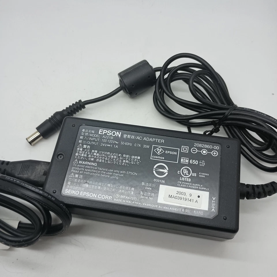 #AA) Adaptador de CA / Fuente de alimentación genuino Epson (A221B) 2115842-00 24V 1.1A Foto 1 de 1