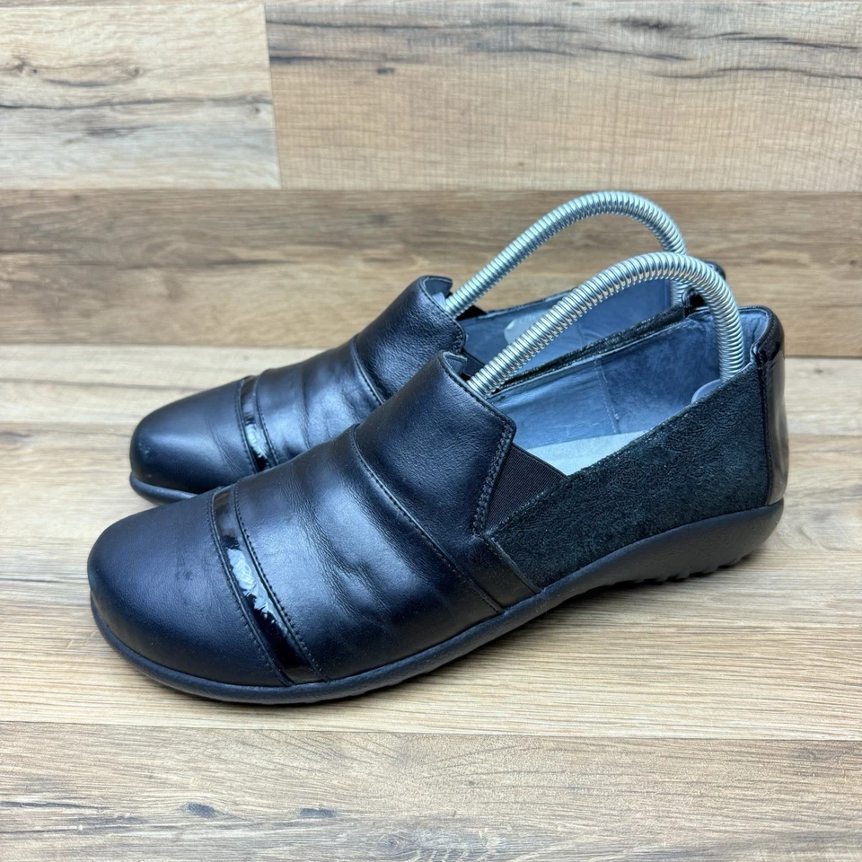NAOT Miro Mocasines Planos de Cuero Negro EU 40 US 9 Cachemira Dos Tonos Sin Cordones Cómodos Foto 1 de 4