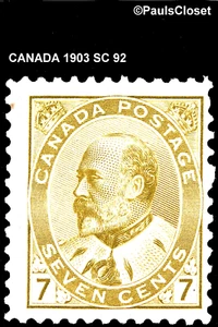 CANADA 1903 SC 92 KING EDWARD VII OLIVE BISTER 7¢ MNH FINE/VERY FINE - Picture 1 of 2