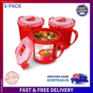 Sistema 656ml Medium Soup Mug 3-Pack Microwave Safe BPA-Free Assorted Colours - Picture 1 of 9