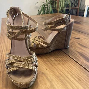 Sandalias de cuña Stuart Weitzman Reins para mujer con plataforma de cuero trenzado 8,5 - Imagen 1 de 10