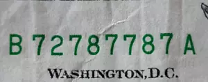 FIVE OF A KIND 7s & PAIR 8s Fancy Serial Number 72787787 Series 2017 A $1 Bill - Picture 1 of 5